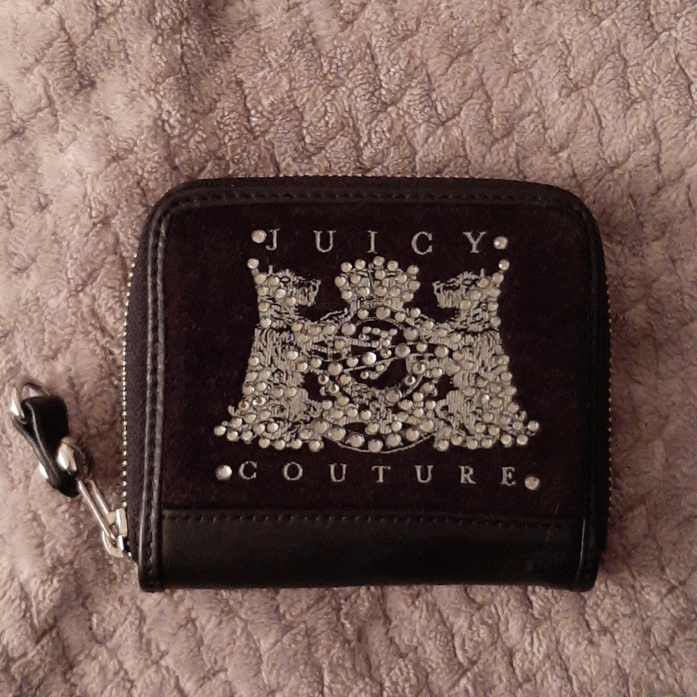 Juicy Couture black suede zipper wallet...NWOT!!